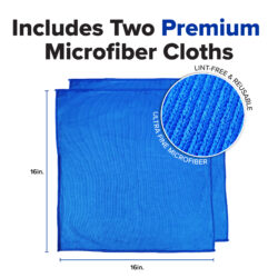 Includes 2 microfiber cloths