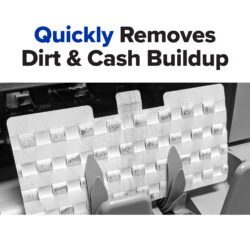 quickly removes dirt and cash buildup from inside the banknote counter