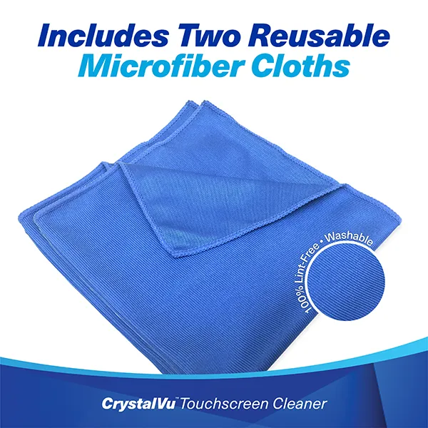 CrystalVu Touchscreen Cleaner with Microfiber Cloths K2 KCVZ1 Includes Two Reusable Microfiber Cloths