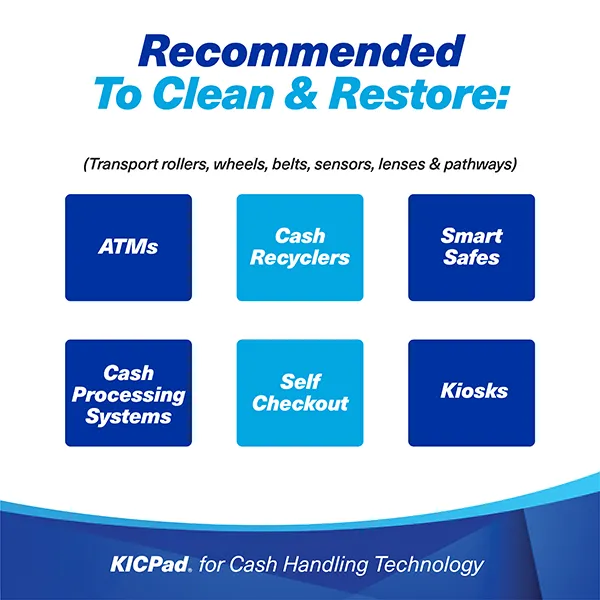 KICPad for Cash Handling Technology (K2-KPDWSB24M) Recommended to Clean & Restore
