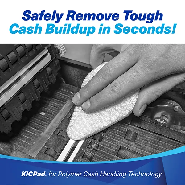 KICPad for Polymer Cash Handling Technology (K2-KPDWSB24WS), Safely Remove Tough Cash Buildup in Seconds