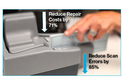Routine cleaning of check scanners reduces scan errors by 85% and repair costs by 71%