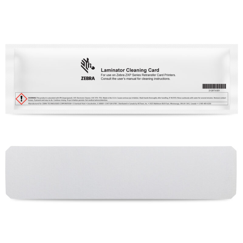Zebra Laminator Cleaning Card IPA