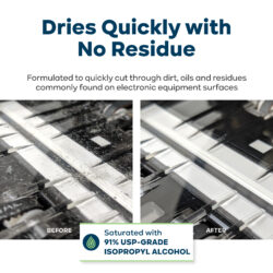 cleaning wipes are premoistened with quick drying agent
