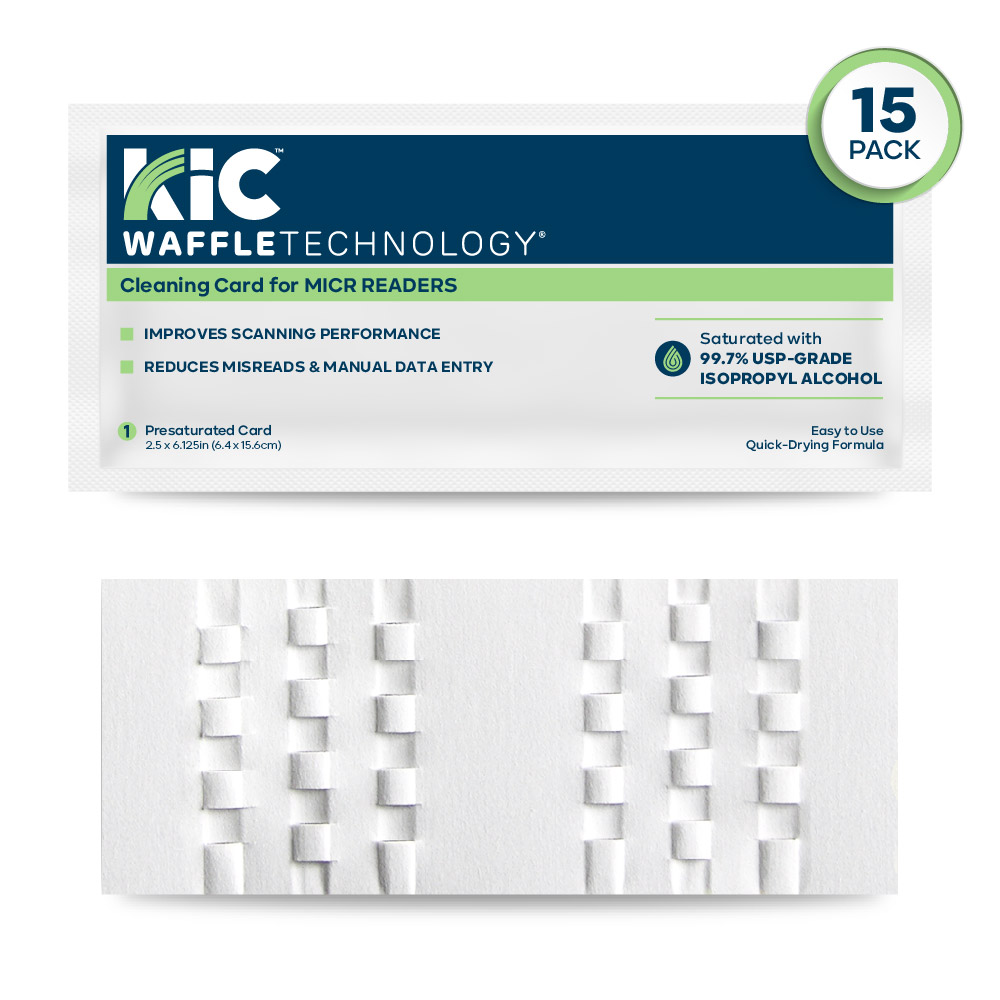 Waffletechnology cleaning card for MICR Readers with IPA, 15 count