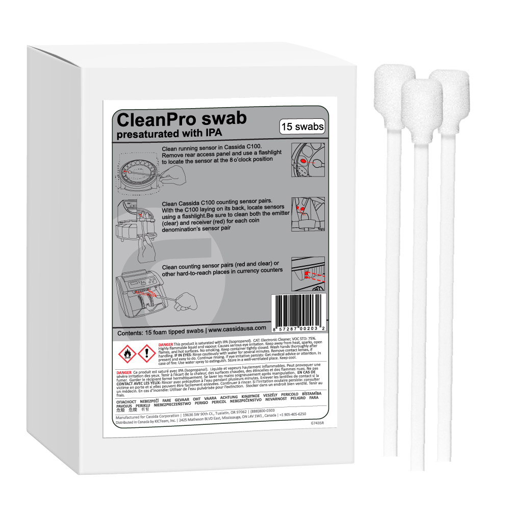 Cassida CleanPro Swabs for Money Counter Machines